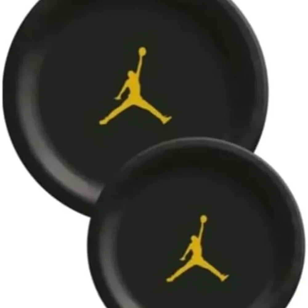 Custom Basketball Decorative Birthday Party Plates, Black with Gold Design